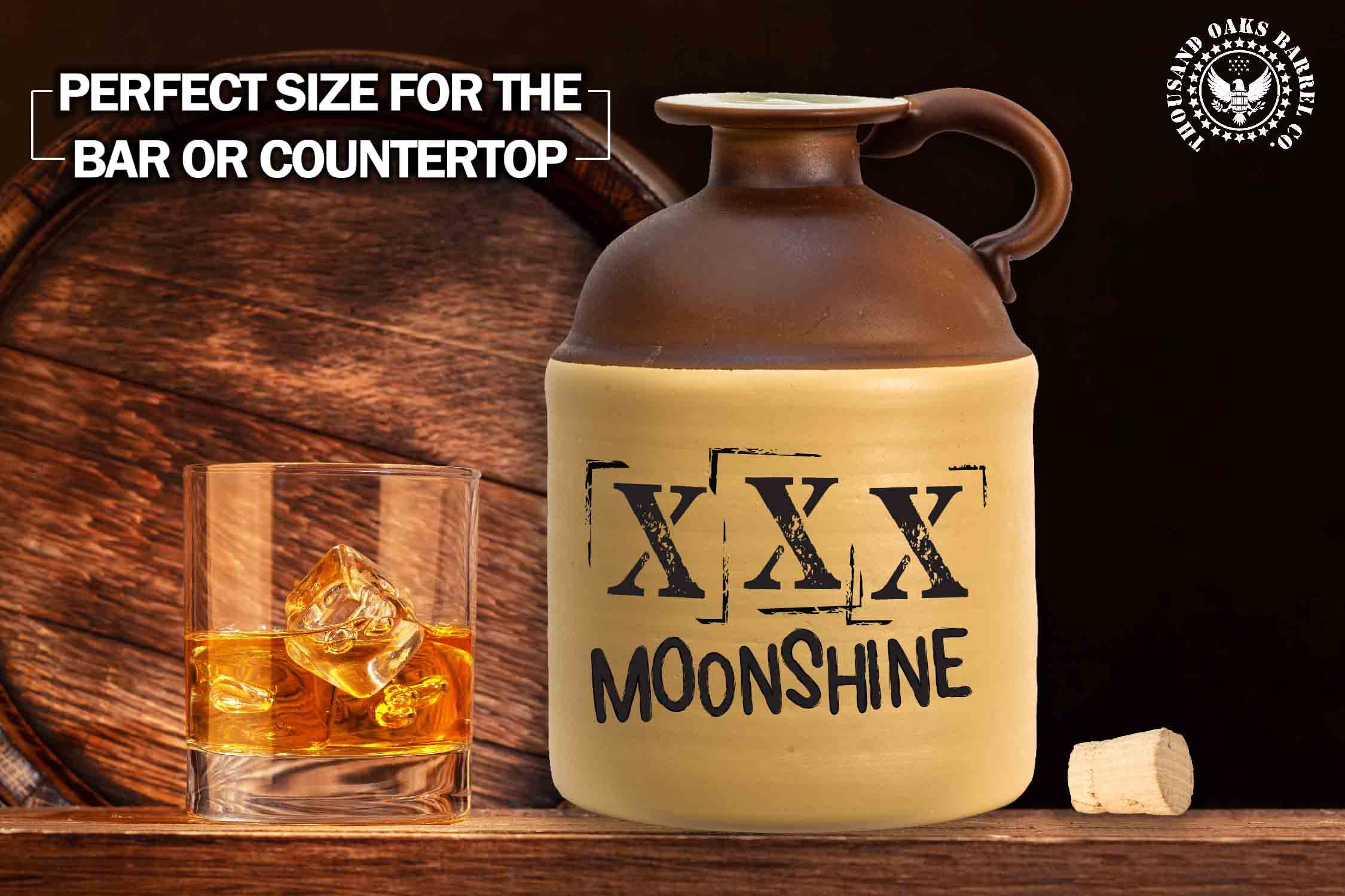THOUSAND OAKS BARREL Glass Moonshine Jug, Growler Bottle (750ml